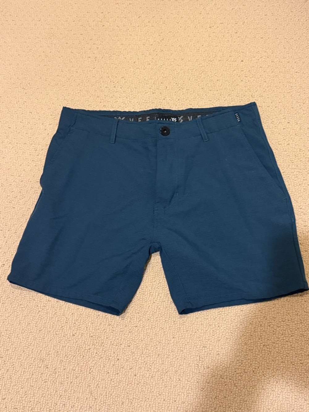 Men's Flat Front Deep Blue Stretch Shorts